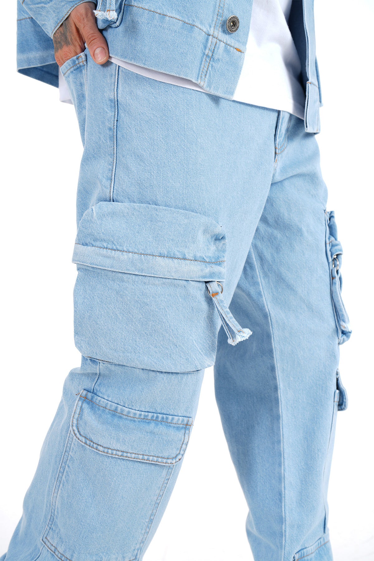 ENSEMBLE JEANS CARGO - BLEU