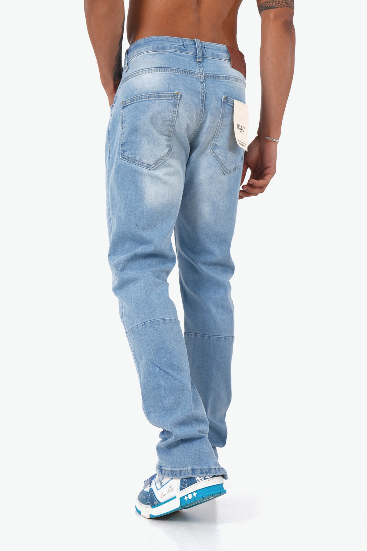 JEANS FLEURS - BLEU