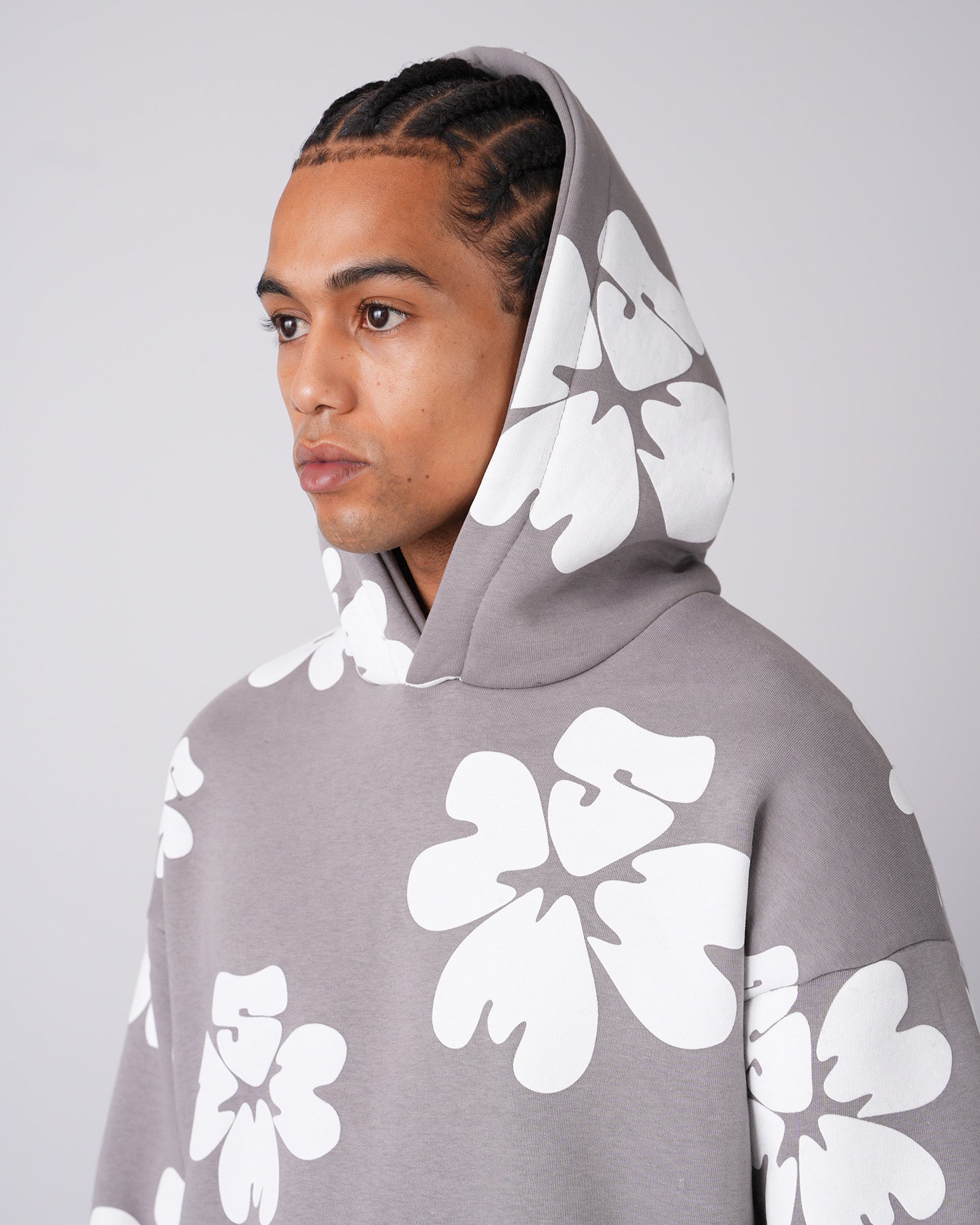 ENSEMBLE FLEUR GRIS - BLANC