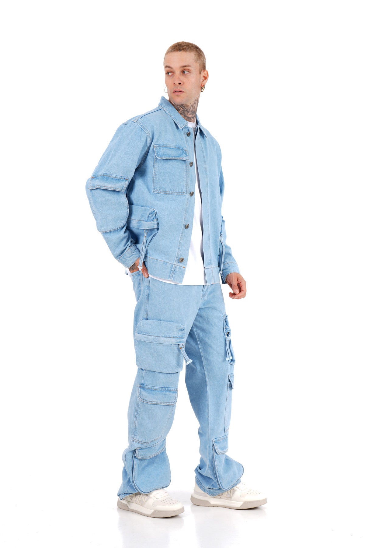 ENSEMBLE JEANS CARGO - BLEU