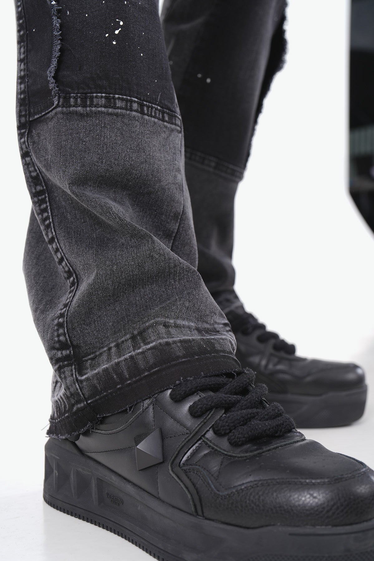 JEANS FLARE EMPIÈCEMENT - NOIR