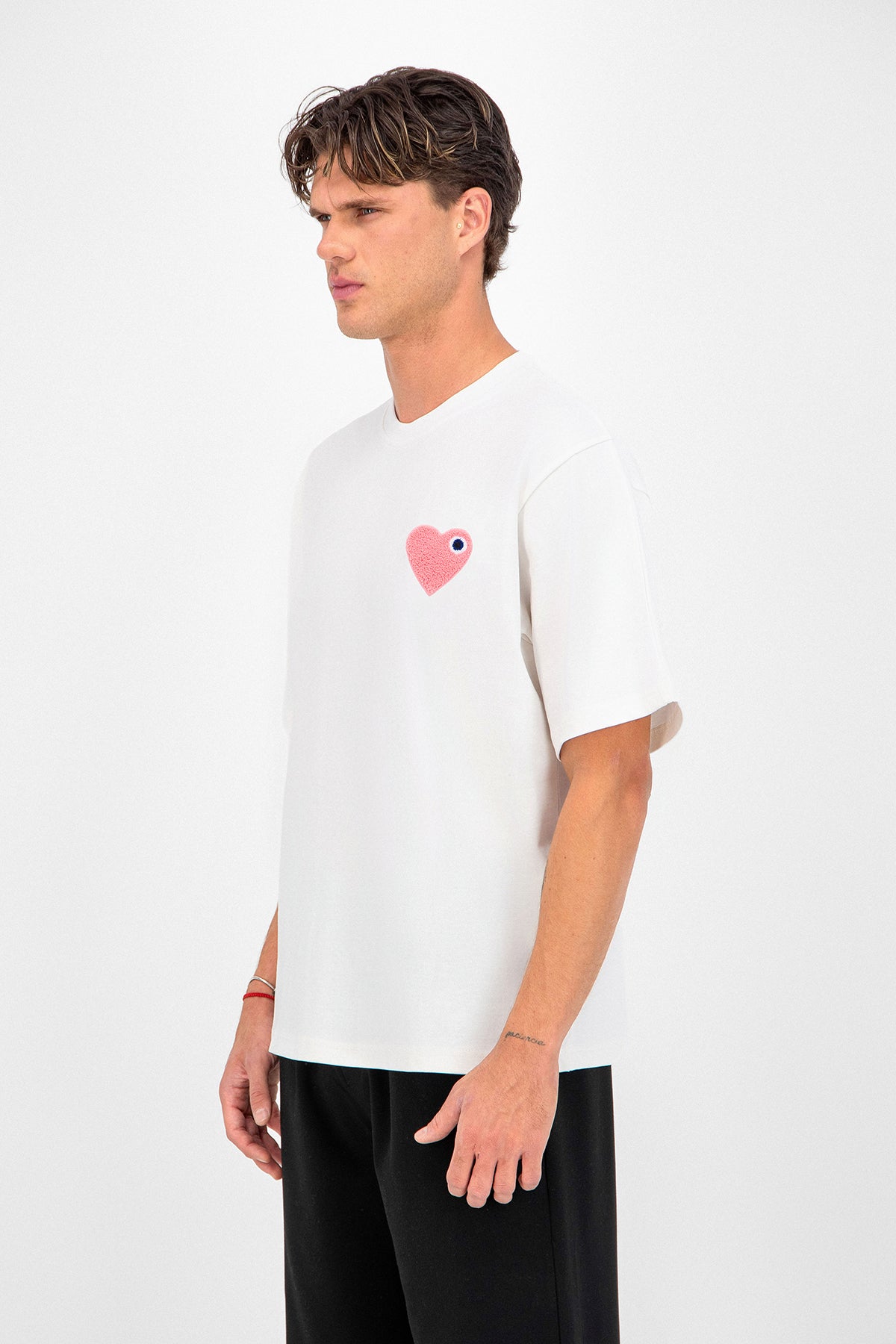 T-SHIRT BLANC - CŒUR ROSE